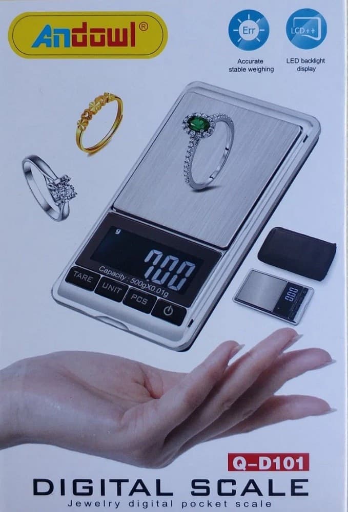 MINI BILANCIA TASCABILE DIGITALE 0,01 G 500 G DISPLAY LCD RETROILLUMINATO Q-D101 - 8