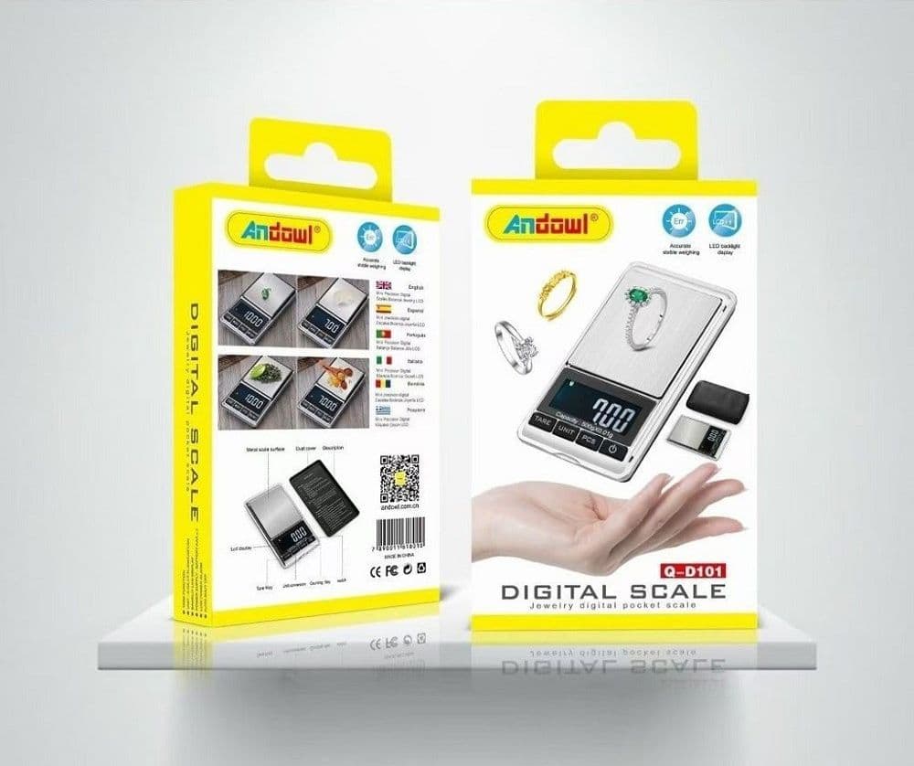 MINI BILANCIA TASCABILE DIGITALE 0,01 G 500 G DISPLAY LCD RETROILLUMINATO Q-D101 - 9