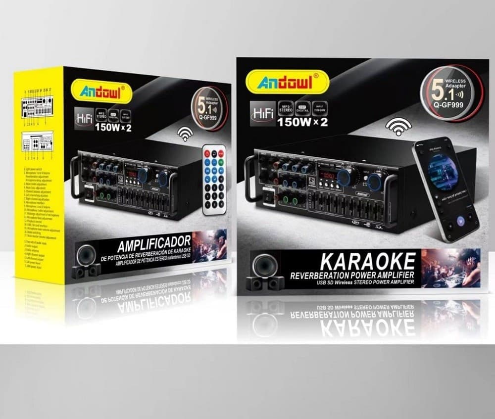 AMPLIFICATORE Q-GF999 PROFESSIONALE AUDIO 2X150W KARAOKE FM BLUETOOTH 5.1 MP3 USB - 10