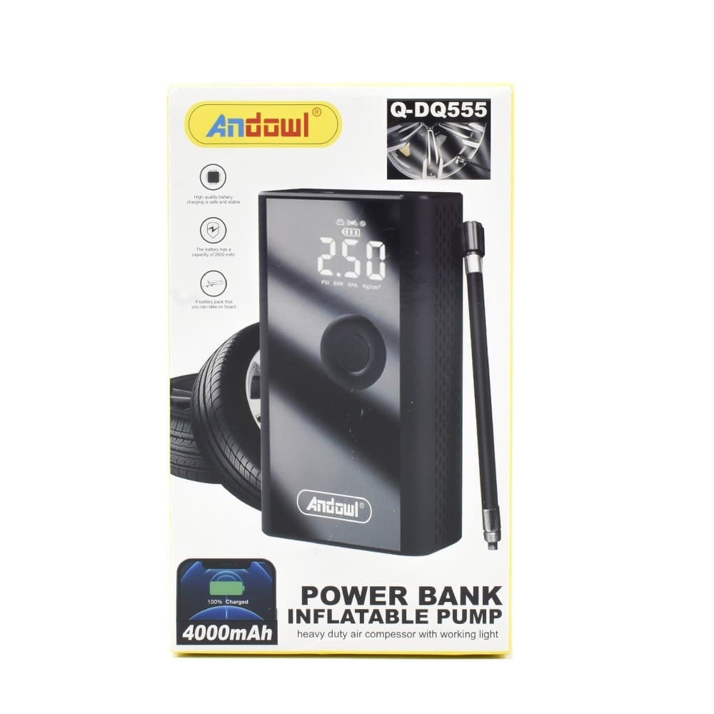 POWERBANK 4000MAH COMPRESSORE D'ARIA A BATTERIA DIGITALE POMPA 5V 2 IN 1 Q-DQ555 - 13