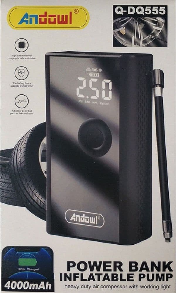 POWERBANK 4000MAH COMPRESSORE D'ARIA A BATTERIA DIGITALE POMPA 5V 2 IN 1 Q-DQ555 - 22