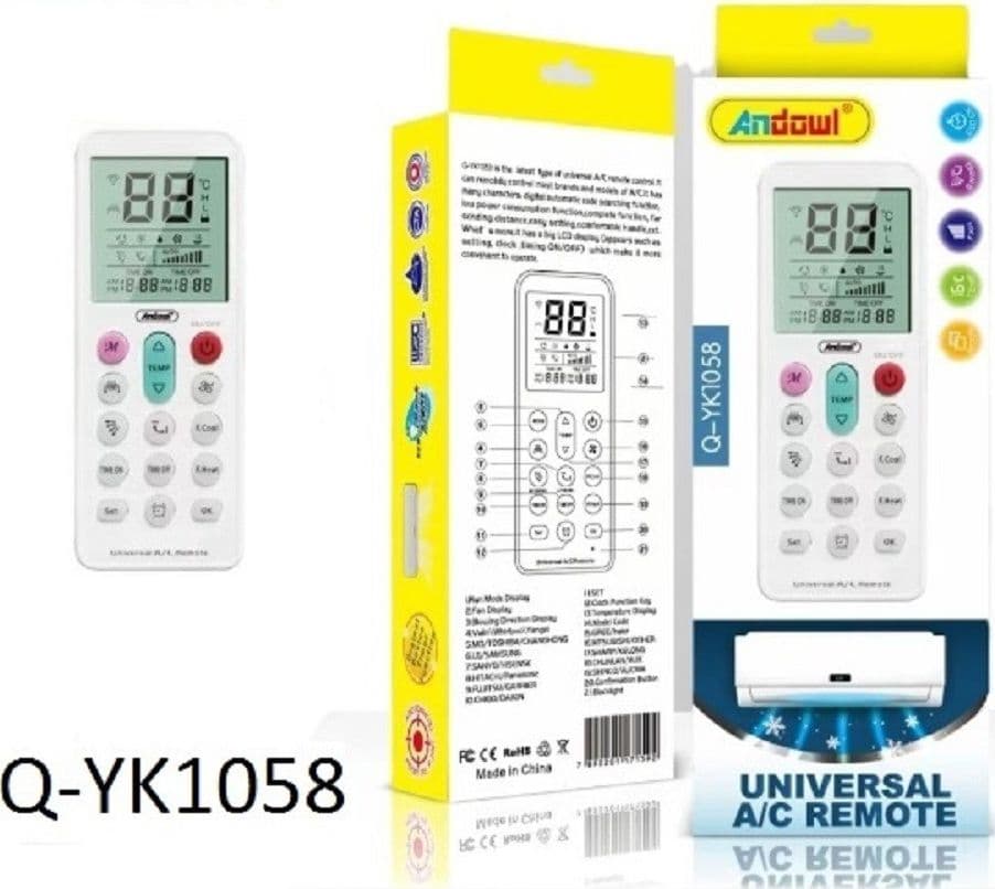 TELECOMANDO UNIVERSALE SOSTITUTIVO CONDIZIONATORE D'ARIA CLIMATIZZATORE Q-YK1058 - 9
