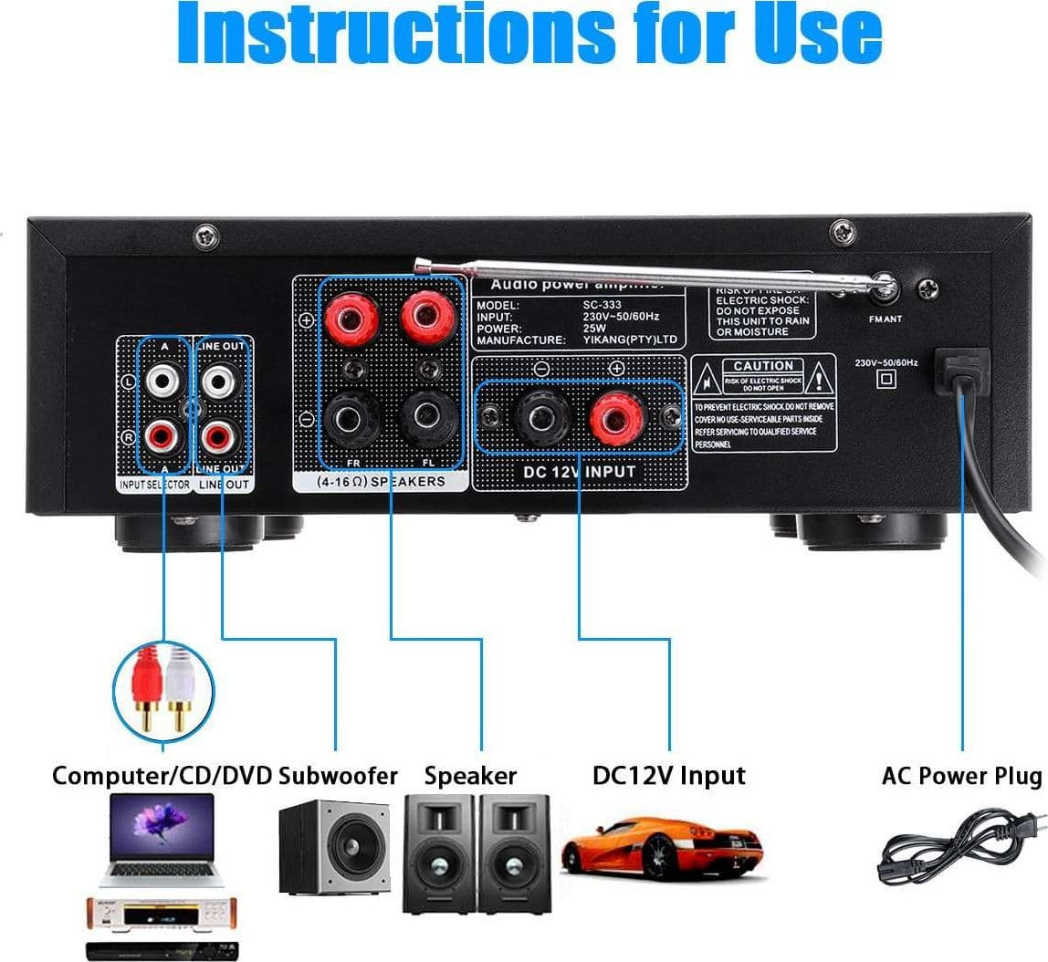 AMPLIFICATORE AUDIO 2X70W FUNZIONE KARAOKE FM/BLUETOOTHMP3/USB/BLUETOOTH Q-GF289 - 3