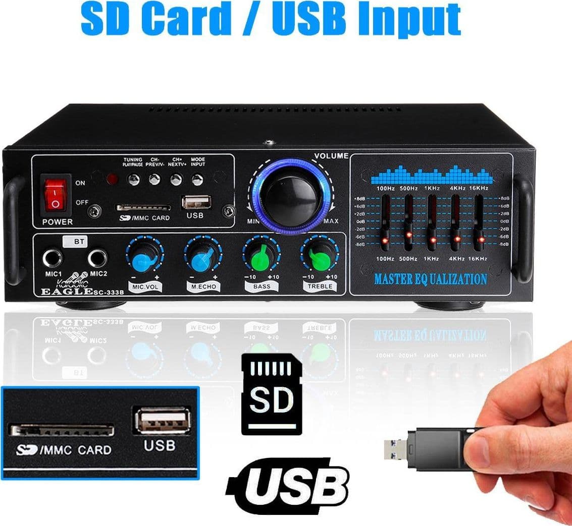 AMPLIFICATORE AUDIO 2X70W FUNZIONE KARAOKE FM/BLUETOOTHMP3/USB/BLUETOOTH Q-GF289 - 6