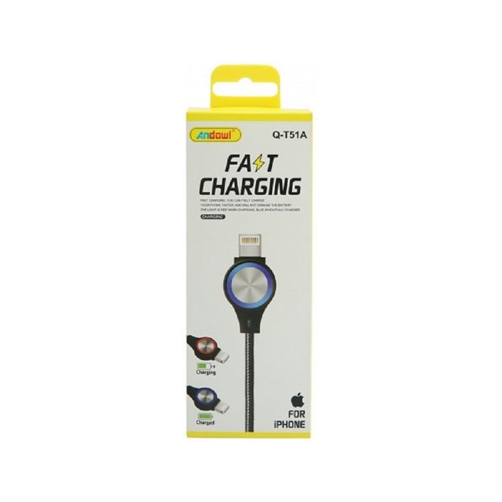 CAVO DI RICARICA RAPIDA VELOCE PER IPHONE LIGHTNING CON LUCE ILLUMINAZIONE Q-T51A - 4