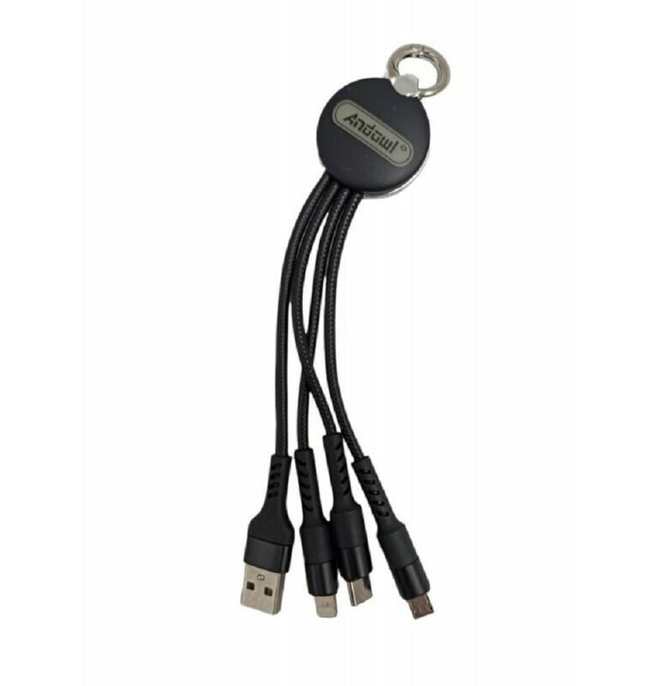CAVO PORTACHIAVI 3 IN 1 USB LIGHTNING TYPE-C MICRO USB CARICATORE 0,2 MT Q-C18 - 3