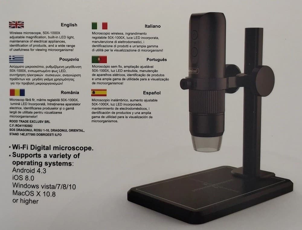 MICROSCOPIO DIGITALE Q-XW05 WI-FI USB 1080P RISOLUZIONE HD 50-1000X PORTATILE - 18