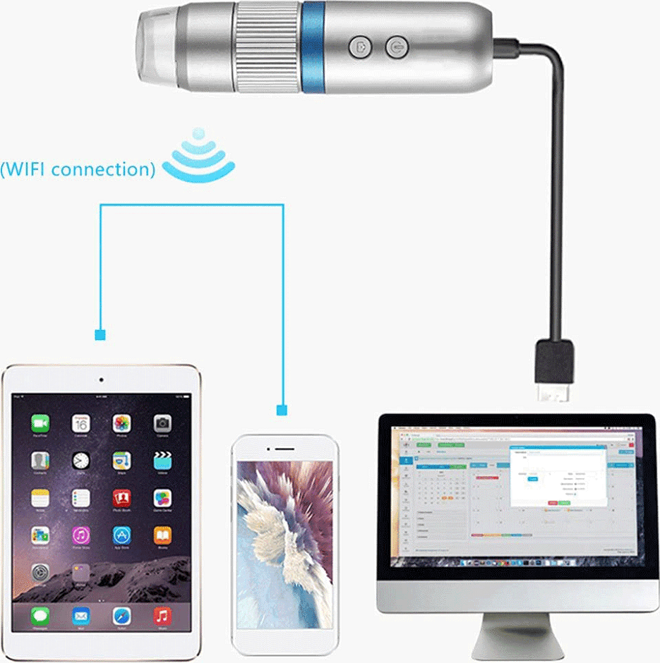 MICROSCOPIO DIGITALE Q-XW05 WI-FI USB 1080P RISOLUZIONE HD 50-1000X PORTATILE - 7
