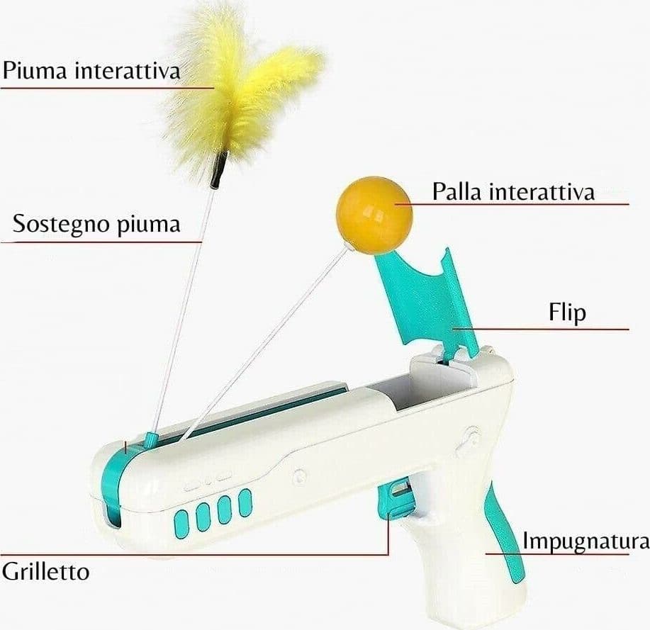 PISTOLA GIOCATTOLO GIOCO INTERATTIVO PER GATTO CANI ANIMALI MULTI TRUST Q-T194 - 9