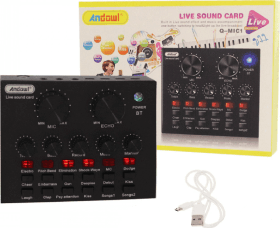 SCHEDA AUDIO SUONO ESTERNA BLUETOOTH USB PER STREAMING LIVE SU CELLULARE Q-MIC1 - 11