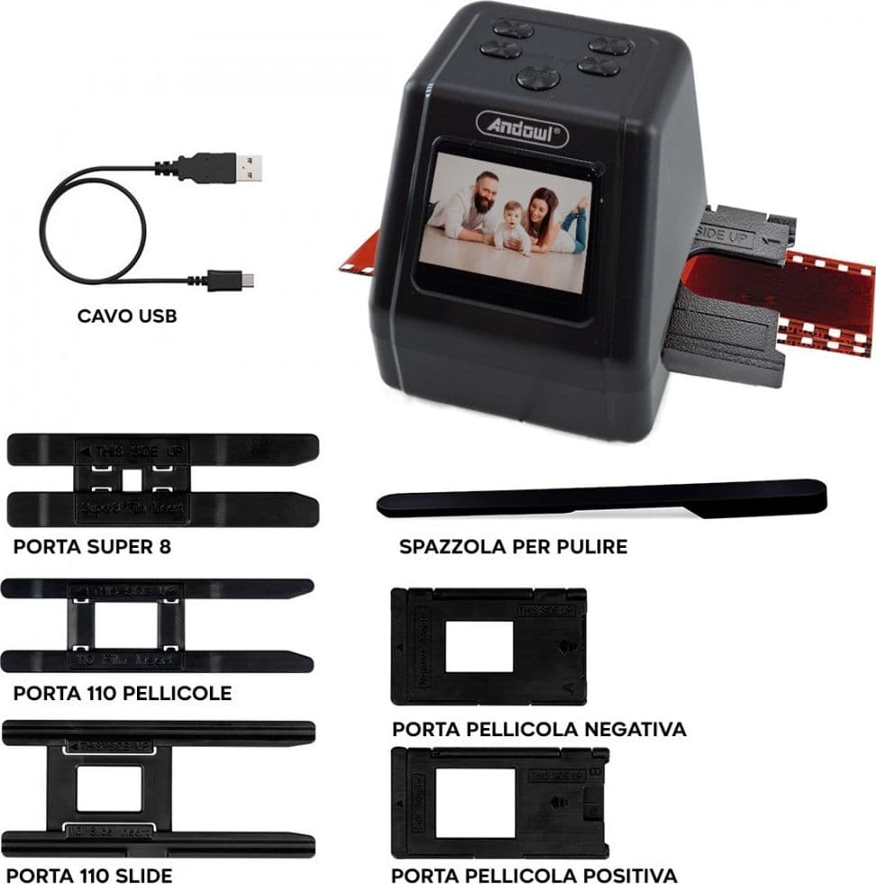 MINI SCANNER DIGITALE PER PELLICOLE DIAPOSITIVE NEGATIVI FILM PORTATILE Q-SMR1 - 3