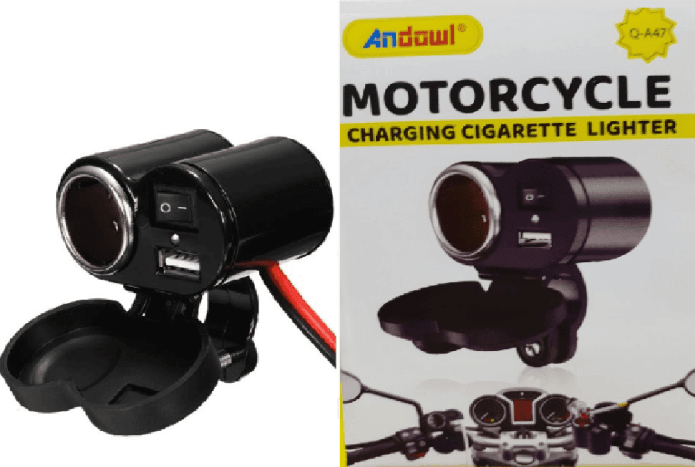 SPINA ACCENDINO CARICABATTERIA PER MOTO CELLULARE PORTE USB ACCENDISIGARI Q-A47 - 9