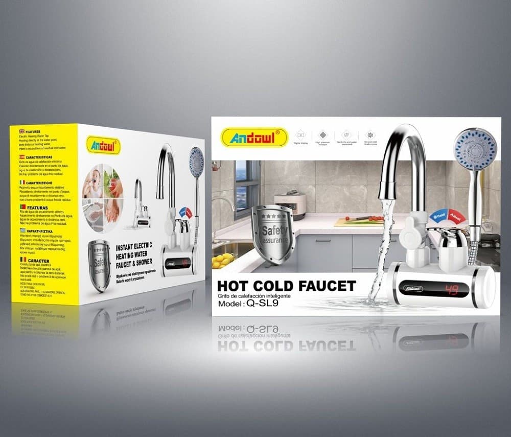 RUBINETTO ACQUA FREDDA CALDA RISCALDATORE ELETTRICO DOCCIA BAGNO CUCINA Q-SL9 - 8