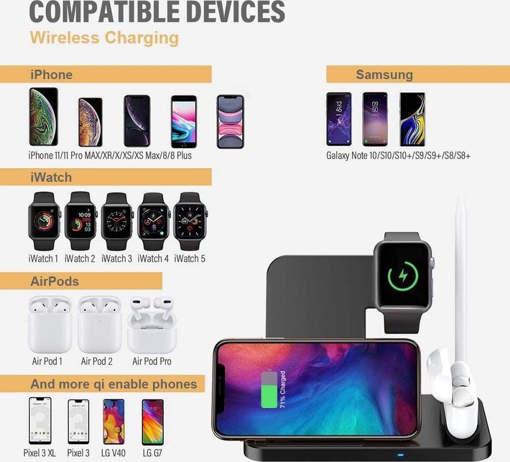 CARICATORE WIRELESS CARICABATTERIE SUPPORTO DI RICARICA DOCKING 4 IN 1 Q-CD60 - 8