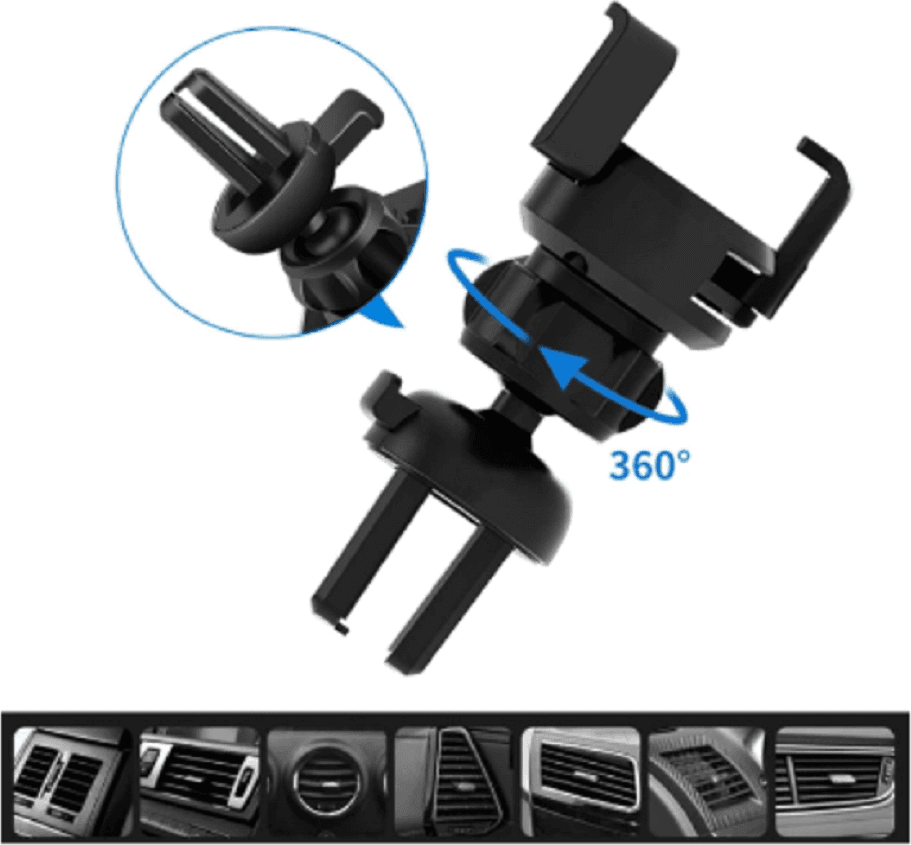 SUPPORTO MOBILE PER AUTO Q-ZG55 PORTACELLULARE ATTACCO PRESA ARIA ROTAZIONE 360° - 5