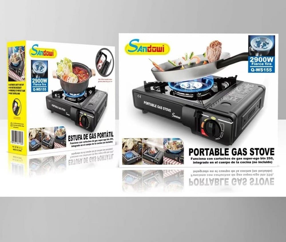 FORNELLO ACCIAIO A GAS Q-WS155 CAMPEGGIO CASA PORTATILE 2900W PIANO COTTURA CUCINA - 2