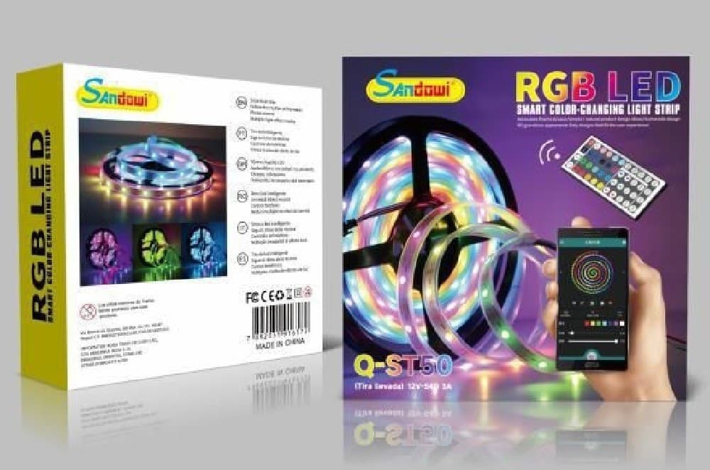 STRISCIA LED RGB AUTOADESIVA 5MT CON FUNZIONE AUDIO BLUETOOTH TELECOMANDO Q-ST50 - 3