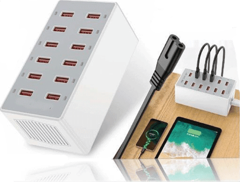 STAZIONE DI RICARICA USB DOCK CON 12 PORTE USB 60W MULTIFUNZIONE PRESA Q-CD12P - 2