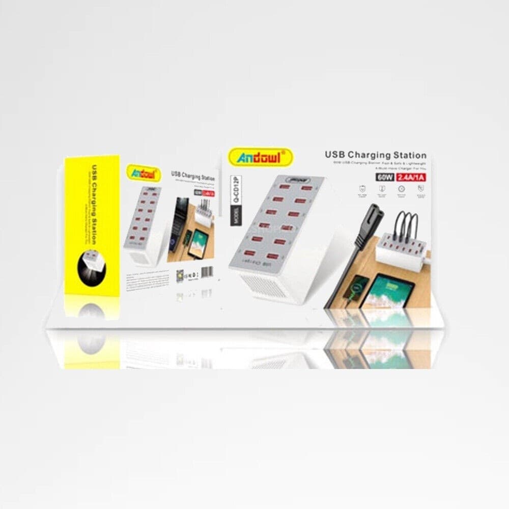 STAZIONE DI RICARICA USB DOCK CON 12 PORTE USB 60W MULTIFUNZIONE PRESA Q-CD12P - 8