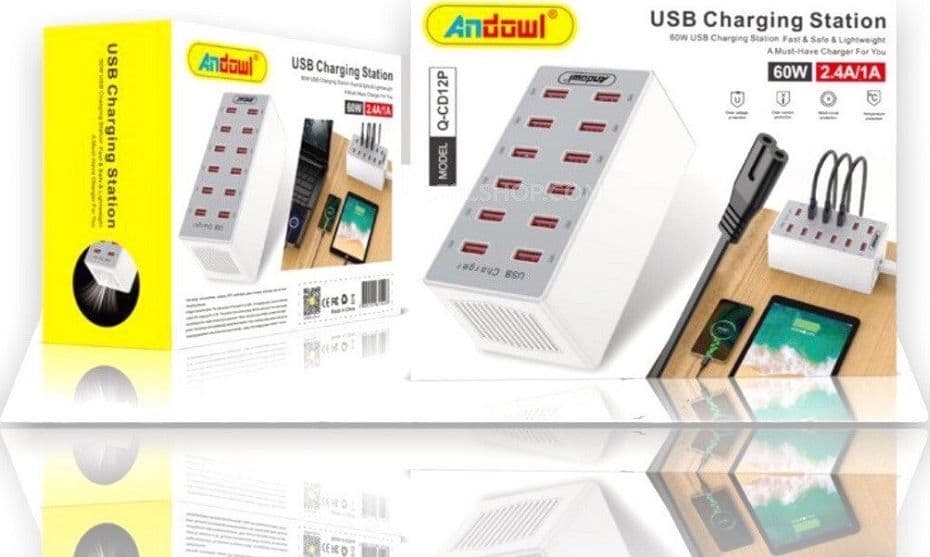 STAZIONE DI RICARICA USB DOCK CON 12 PORTE USB 60W MULTIFUNZIONE PRESA Q-CD12P - 10
