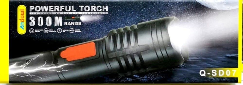 TORCIA LED USB RICARICABILE 30 WATT POTENTE GAMMA 300M DESIGN ELEGANTE Q-SD07 - 2