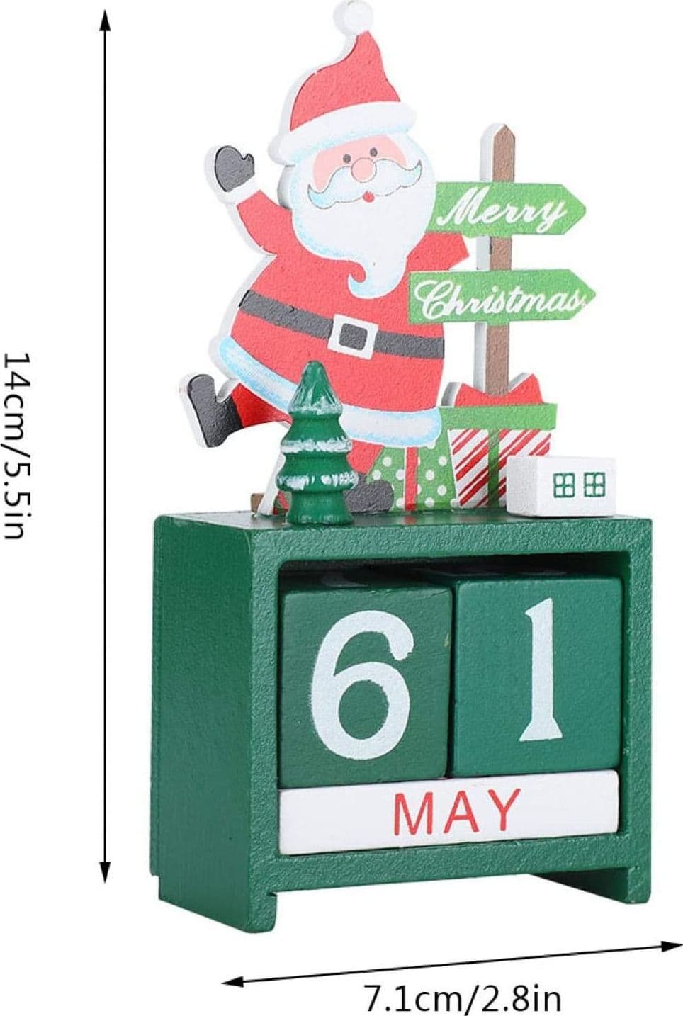 CALENDARIO DELL'AVVENTO BABBO NATALE IN LEGNO DATARIO DATA DECORAZIONI NATALIZIE - 10