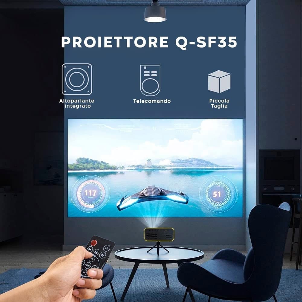 PROIETTORE PORTATILE MINI ULTRA HD CON TELECOMANDO COMPATIBILE CON ANDROID E IOS - 5