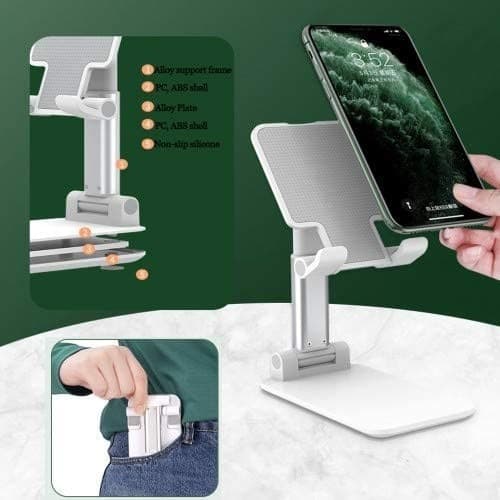 SUPPORTO PER TELEFONI CELLULARI TABLET DA TAVOLO Q-ZJ303 BASE MOBILE PIEGHEVOLE - 4