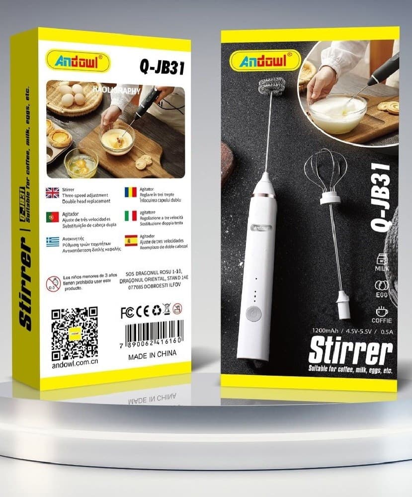 MINI MISCELATORE AGITATORE Q-JB31 DOPPIA TESTA FRULLINO PER CAFFÈ LATTE UOVA - 6