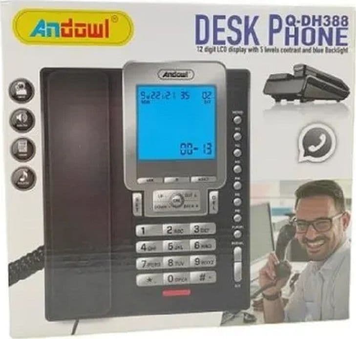 TELEFONO FISSO CON CAVO Q-DH388 DISPLAY LCD A 12 CIFRE SCRIVANIA UFFICIO CASA - 4