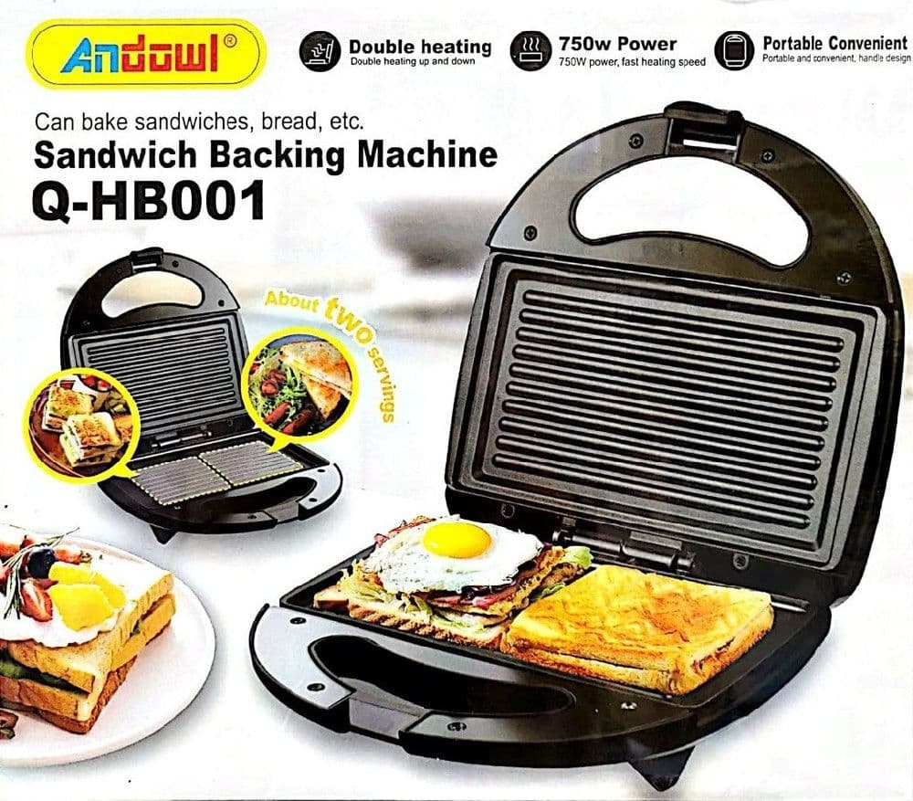 PIASTRA PANINI TOAST BISTECCHIERA TOSTAPANE GRIGLIA GRILL SANDWICH 750W Q-HB001 - 5