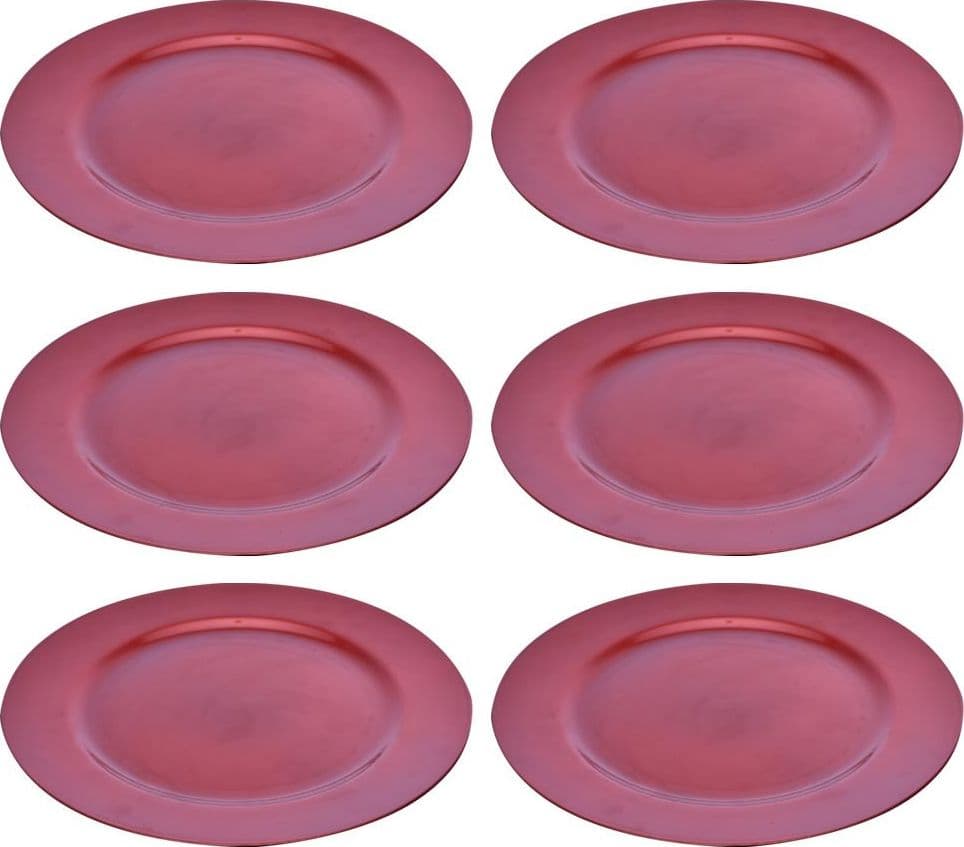 6 X SOTTOPIATTI NATALIZI IN PLASTICA 33CM DECORAZIONI NATALE PER LA TAVOLA ROSA - 2