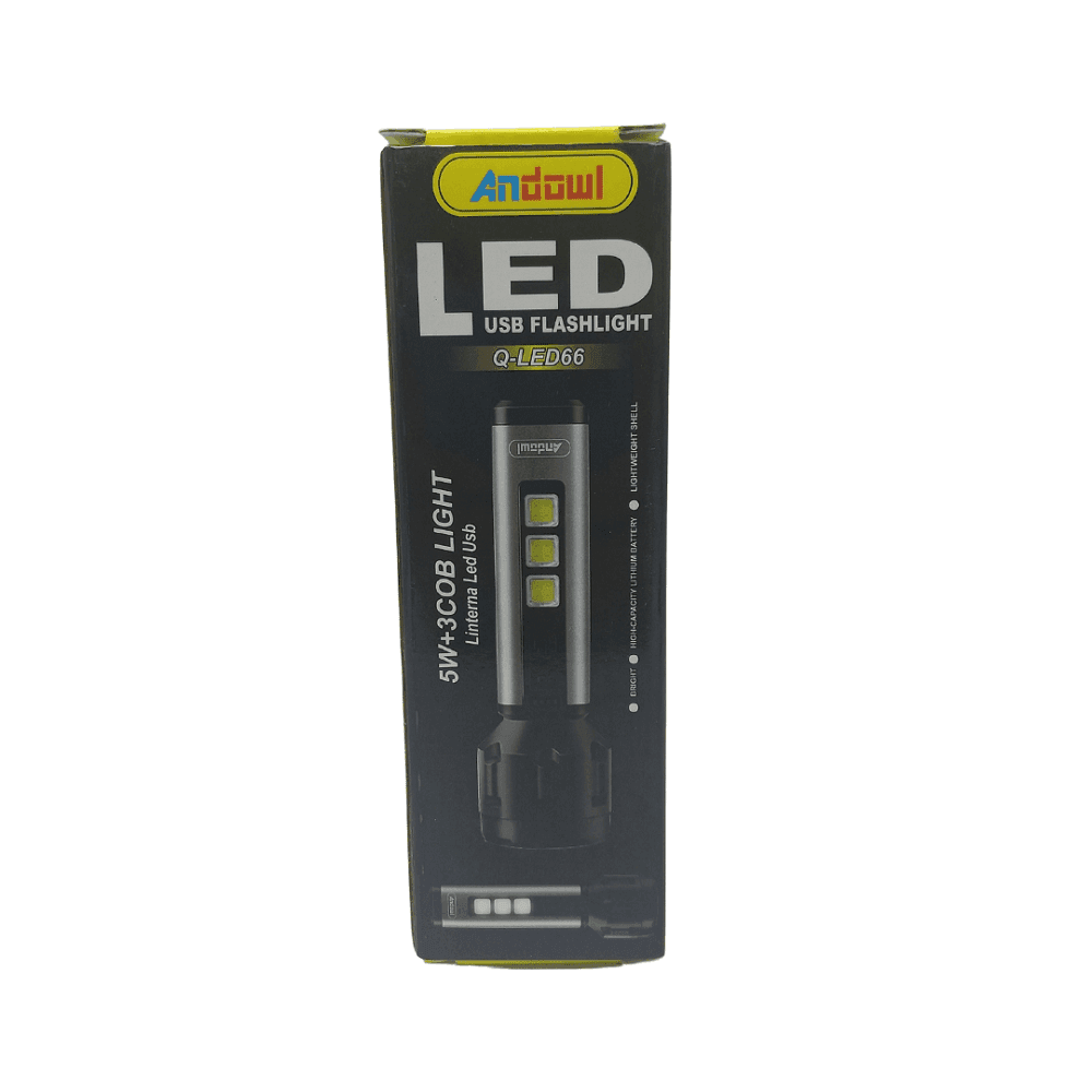 TORCIA LED USB RICARICABILE 5W+3 LUCI COB CAMPEGGIO ESCURSIONISMO CACCIA Q-LED66 - 4