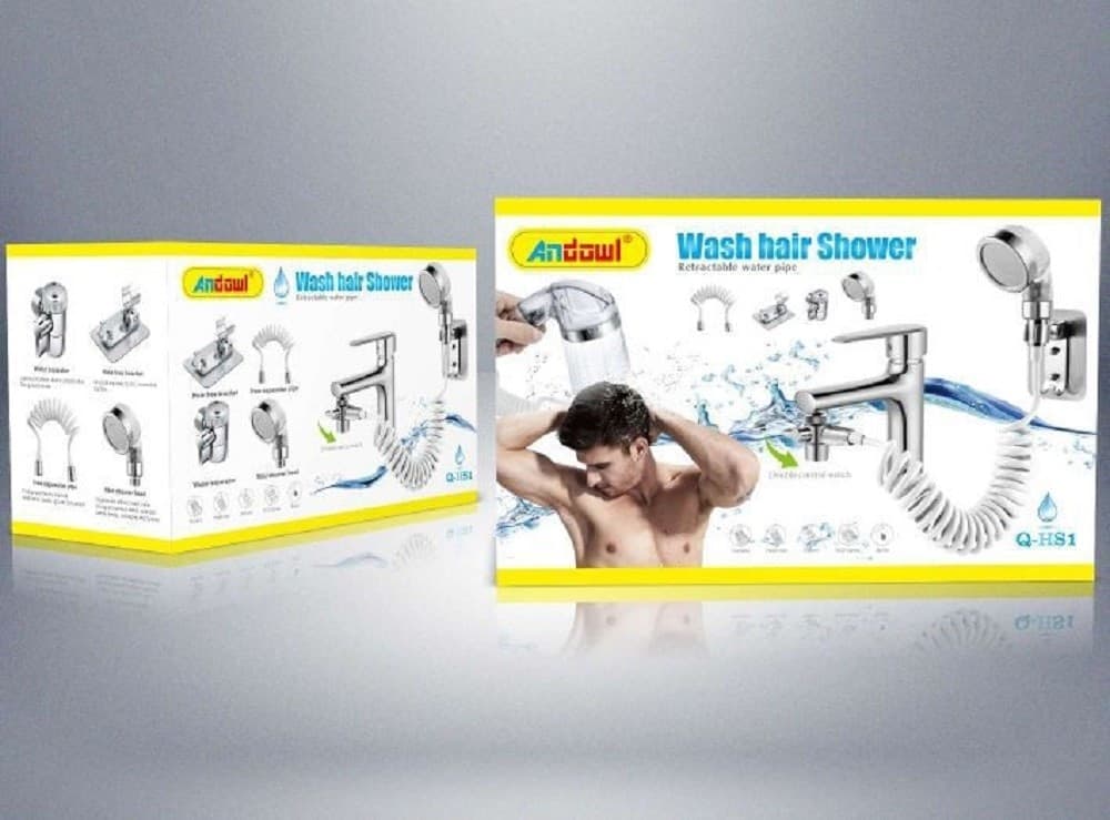 SOFFIONE TELEFONO DOCCIA PER RUBINETTO BAGNO CUCINA CON SPIRALE ELASTICA Q-HS1 - 2