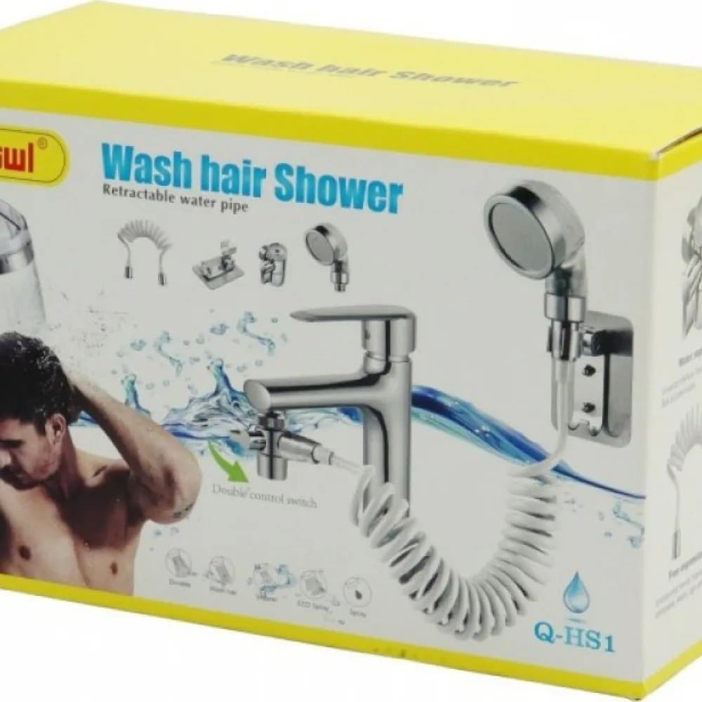 SOFFIONE TELEFONO DOCCIA PER RUBINETTO BAGNO CUCINA CON SPIRALE ELASTICA Q-HS1 - 3