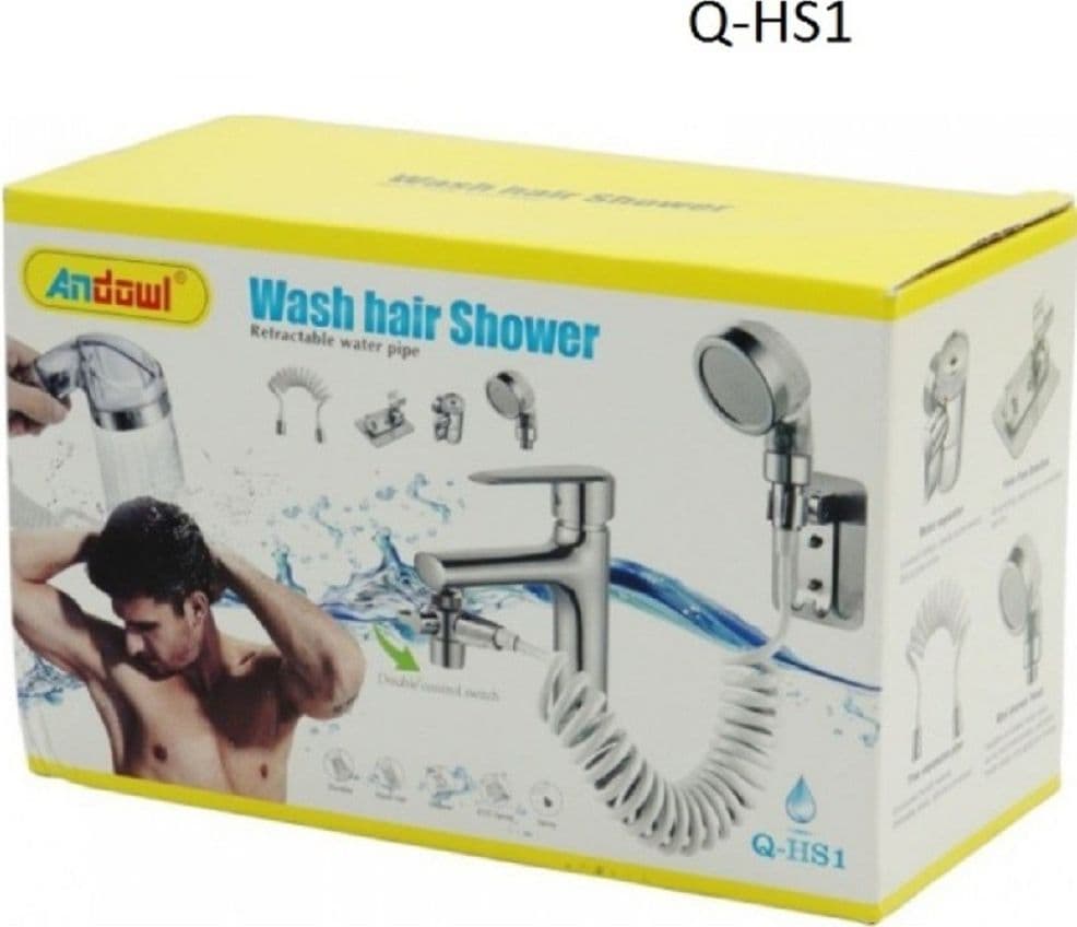 SOFFIONE TELEFONO DOCCIA PER RUBINETTO BAGNO CUCINA CON SPIRALE ELASTICA Q-HS1 - 4