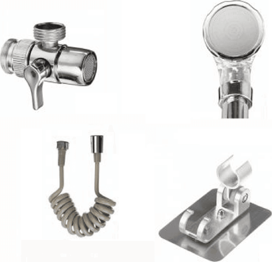 SOFFIONE TELEFONO DOCCIA PER RUBINETTO BAGNO CUCINA CON SPIRALE ELASTICA Q-HS1 - 6