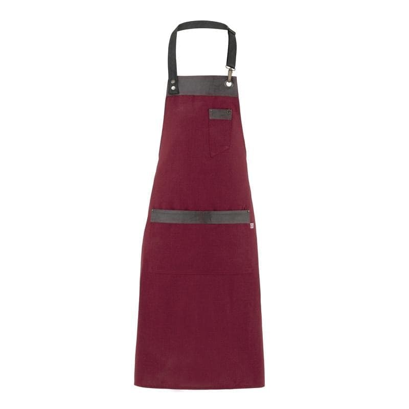Grembiule Tropez Bordeaux Finto Lino Grembiule con Pettorina Cameriere Cuoco Banconiere - 2