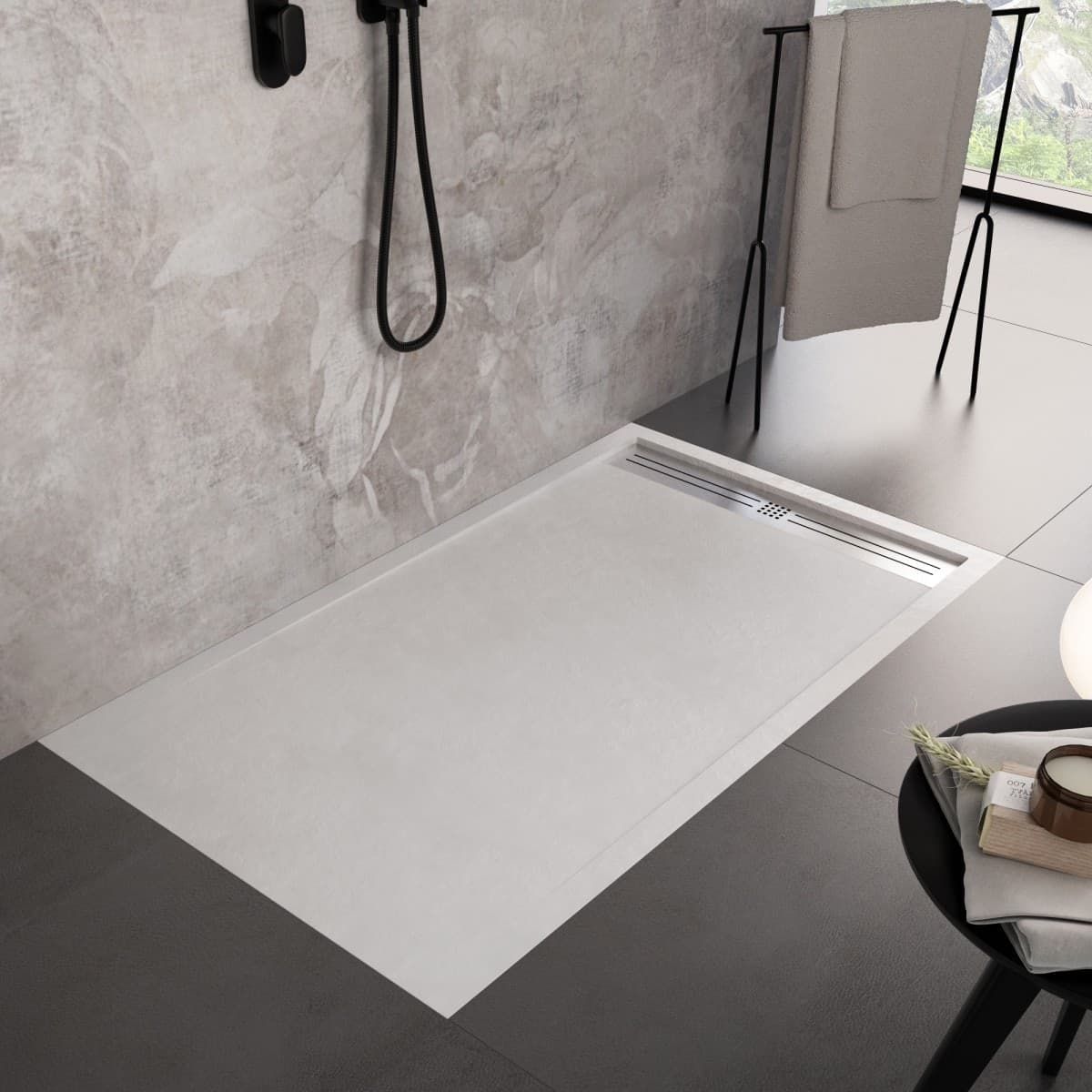 Piatto Doccia Mineralmarmo Griglia Laterale inox Bianco Moon Fai da te/Attrezzature per cucine e bagni/Attrezzature per bagni/Docce e componenti doccia/Piatti doccia StileBagno - Roma, Commerciovirtuoso.it