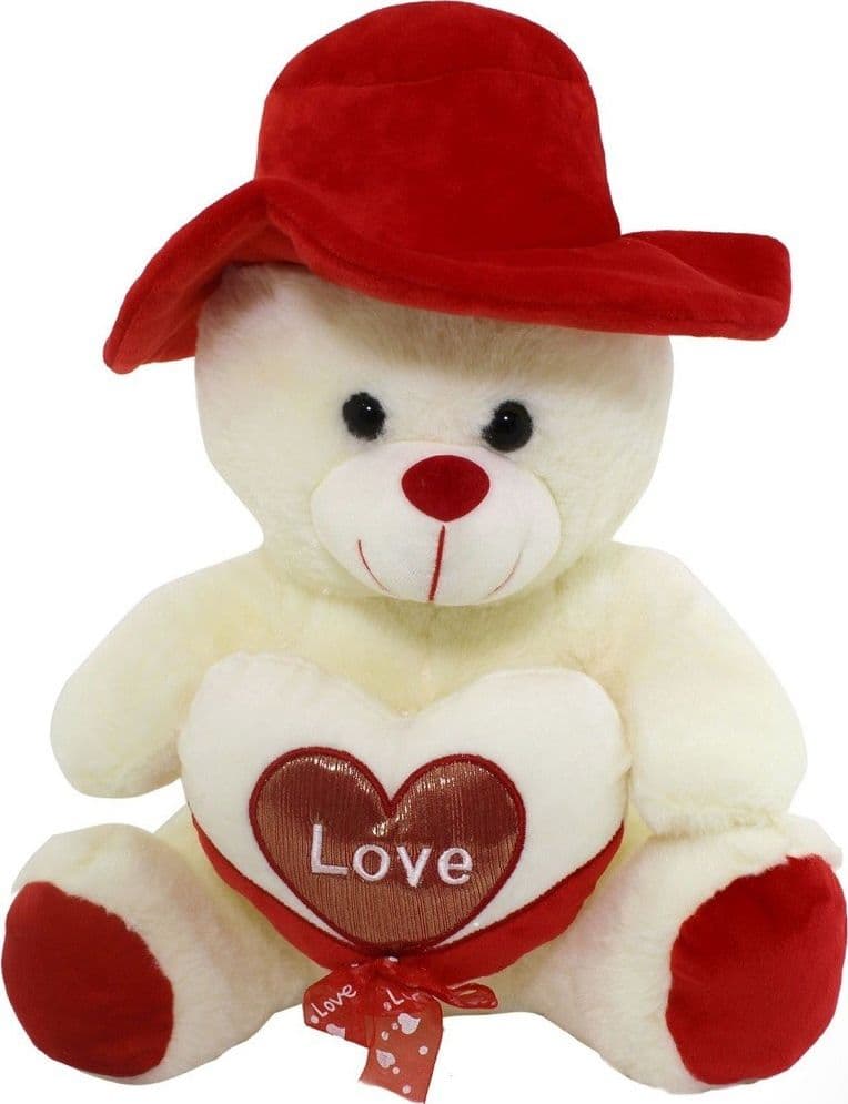 ORSO IN PELUCHE CON CUORE LOVE CAPPELLO PUPAZZO REGALO SAN VALENTINO 35 CM 67921 - 3