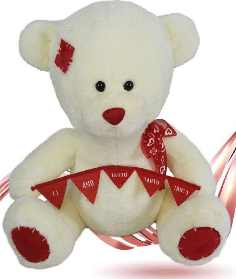 ORSO PELUCHE FIOCCO FESTONE "TI AMO TANTO TANTO TANTO" 55 CM SAN VALENTINO 93871 - 1