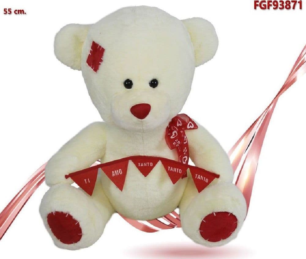 ORSO PELUCHE FIOCCO FESTONE "TI AMO TANTO TANTO TANTO" 55 CM SAN VALENTINO 93871 - 2