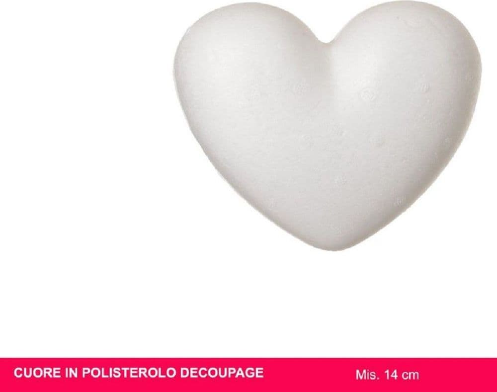 SET 3 PZ CUORI CUORE IN POLISTIROLO DECOUPAGE 14CM DECORARE SAN VALENTINO 241846 - 3