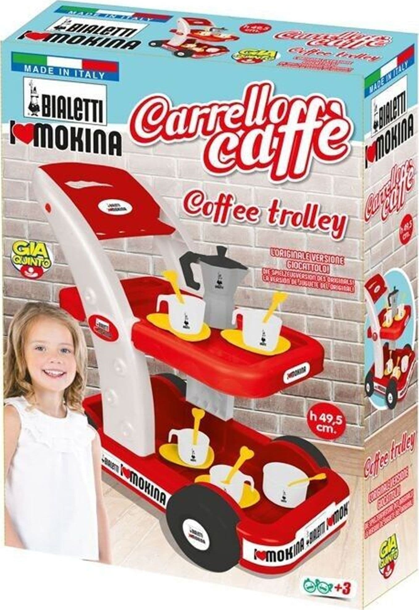 CARRELLO PER SERVIRE CAFFè BIALETTI GIOCATTOLO PER BAMBINE CON SET ACCESSORI - 3