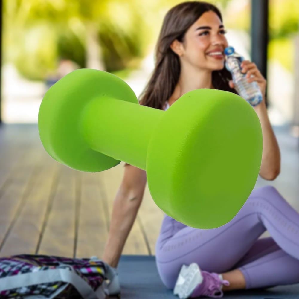 MANUBRIO SINGOLO 7 KG IN VINILE ALLENAMENTO ESERCIZI CASA PALESTRA WORKOUT FIT - 3