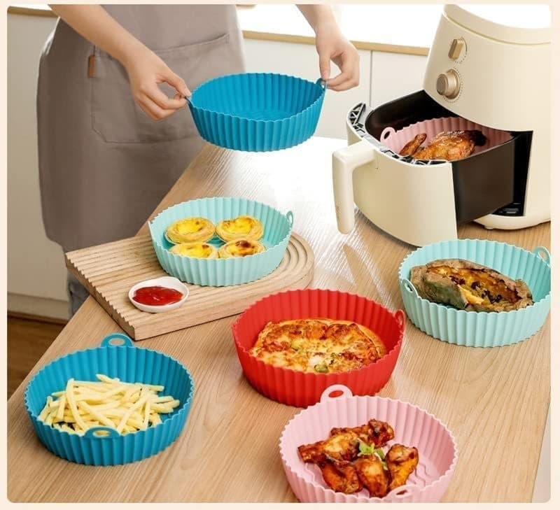 CESTINO IN SILICONE FRIGGITRICE AD ARIA TEGLIA RIUTILIZZABILE ANTIADERENTE 20CM - 5