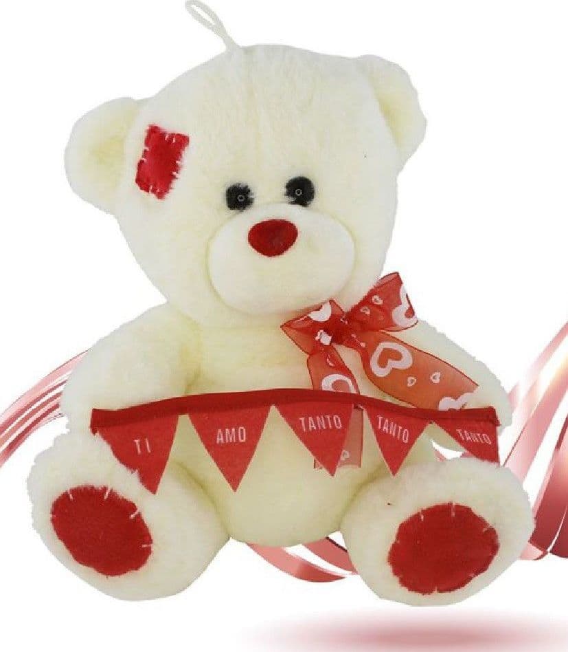 ORSO IN PELUCHE FIOCCO FESTONE TI AMO TANTO TANTO TANTO 22CM SAN VALENTINO 93857 - 3
