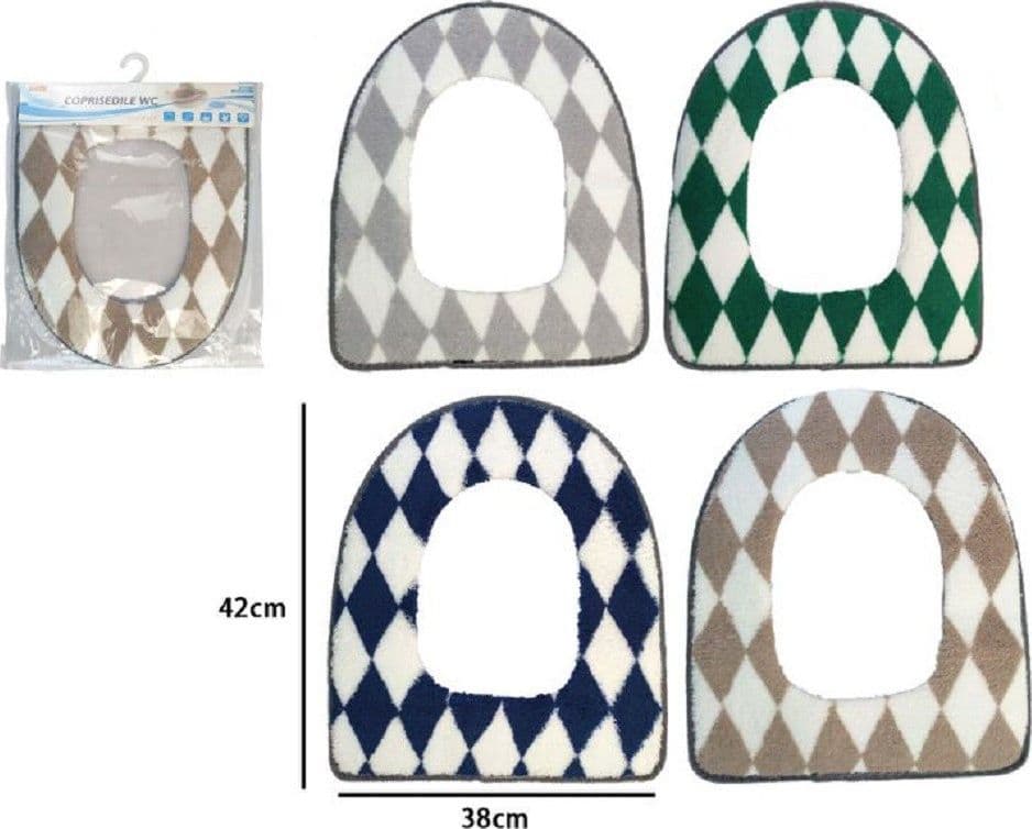 CUSCINO COPRI WATER SEDUTA COPERTURA MORBIDA WC FANTASIA ROMBI COLORATO 87202 - 2