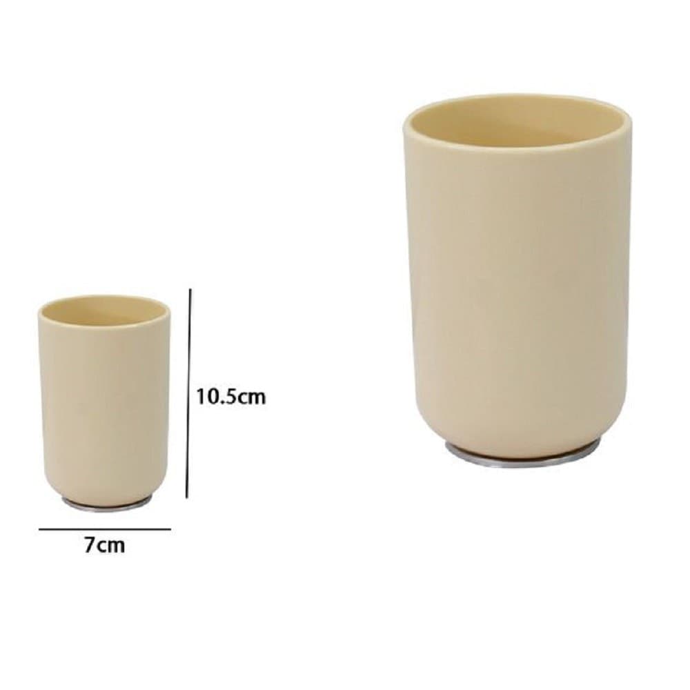 BICCHIERE PORTA SPAZZOLINI DENTIFRICIO BEIGE SILVER ACCESSORI ARREDO BAGNO 79882 - 2