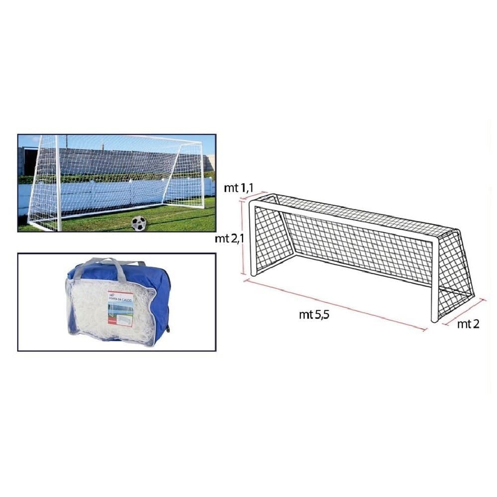RETE CALCIO PORTA PIEGHEVOLE CORTILE SENZA CORNICE PER BAMBINI ADULTI 5.5X2.1 MT - 8